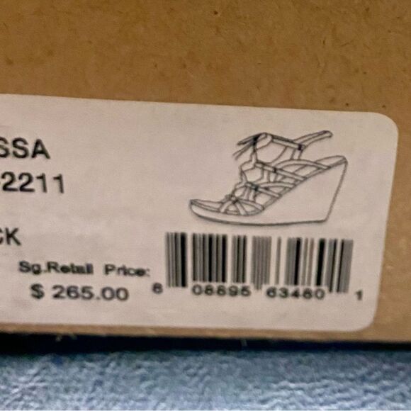 New Suede Joie Black Strappy Suede Wedge Sandals Size 40 - Picture 3 of 9